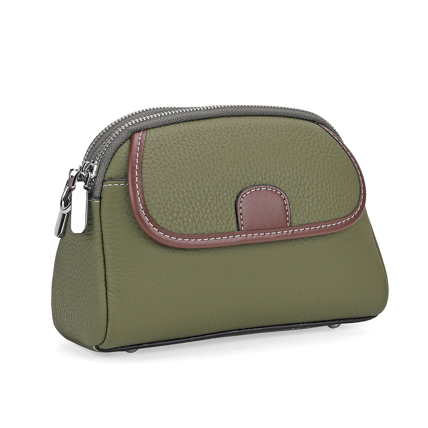 Genuine Leather Sling Crossbody Bag With Adjustable Shoulder Strap - Green