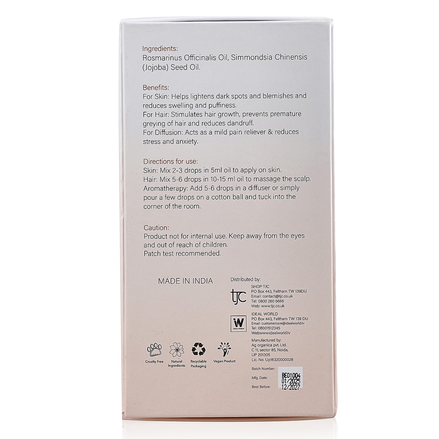 Marigold & Lotus Rosemary & Jojoba Oil 100% pure