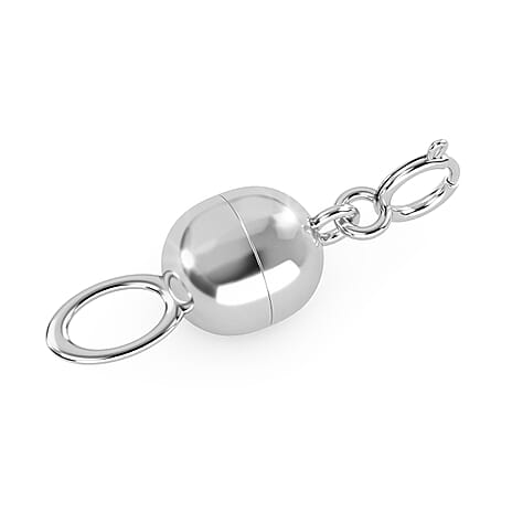 Round Magnetic Lock (8mm) with Lobster Clasp (11mm) in Rhodium Overlay Sterling Silver