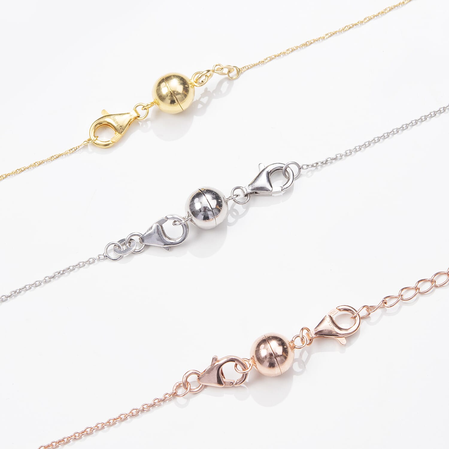 Round Magnetic Lock (8mm) with Lobster Clasp (11mm) in Yellow Gold Plated Sterling Silver