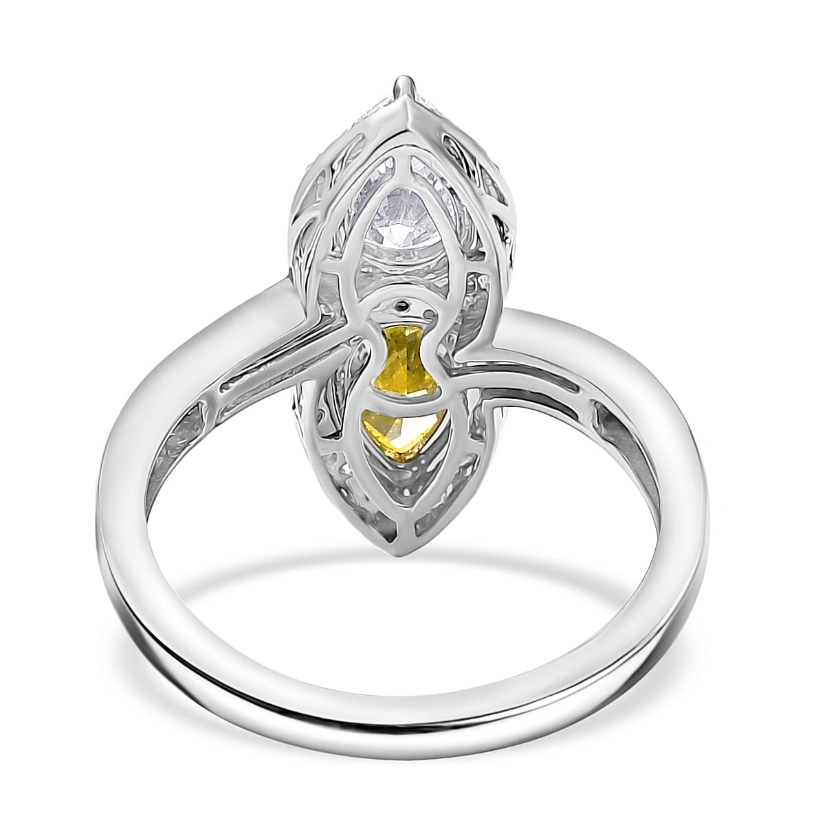 Luxuriant Diamond - 950 Platinum SGL Certified (VS-E-F) Yellow & White Lab Grown Diamond Halo Ring 2.50 Ct, Platinum Wt. 7.25 Gms. Luxuriant Diamond - 950 Platinum SGL Certified (VS-E-F) Yellow & White Lab Grown Diamond Halo Ring 2.50 Ct, Platinum Wt. 7.25 Gms.
