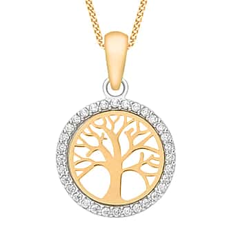 Vicenza Closeout Deal - 9K Yellow & White Gold Tree of Life Pendant