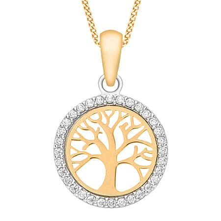 Vicenza Closeout Deal - 9K Yellow & White Gold Tree of Life Pendant