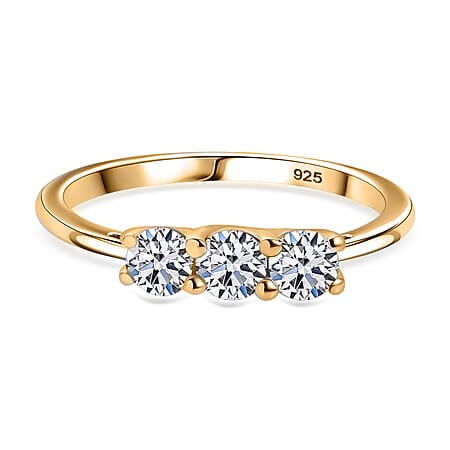 Luxuriant Diamond - Lab Grown Diamond SI/GH Trilogy Ring in 18K Vermeil Yellow Gold Plated Sterling Silver 0.5 Ct. Luxuriant Diamond - Lab Grown Diamond SI/GH Trilogy Ring in 18K Vermeil Yellow Gold Plated Sterling Silver 0.5 Ct.