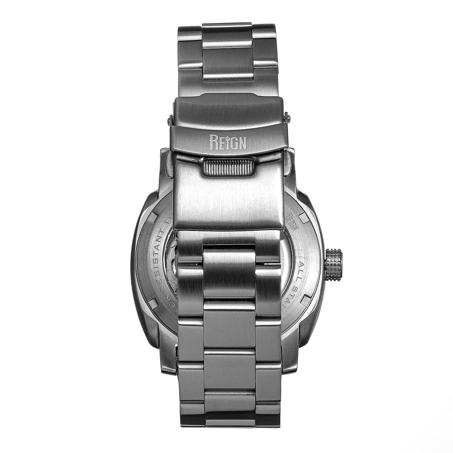 Reign Impaler Automatic Movt. 10ATM WR Black Dial Mens Watch with Silver Colour Stainless Steel Strap