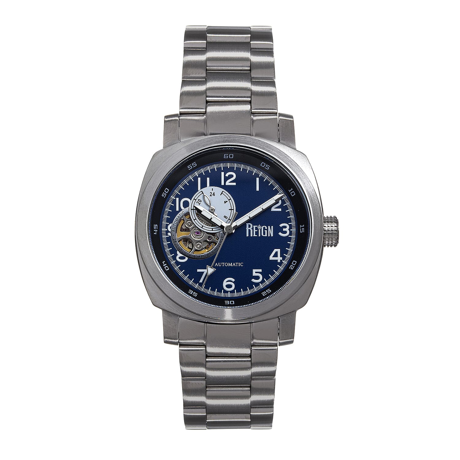 Reign Impaler Automatic Movt. 10ATM WR Blue Dial Mens Watch with Silver Colour Stainless Steel Strap