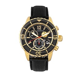 Morphic M51 Series Quartz Movt. 10ATM WR Black Dial with Rose Case Mens Watch with Black Leather Strap
