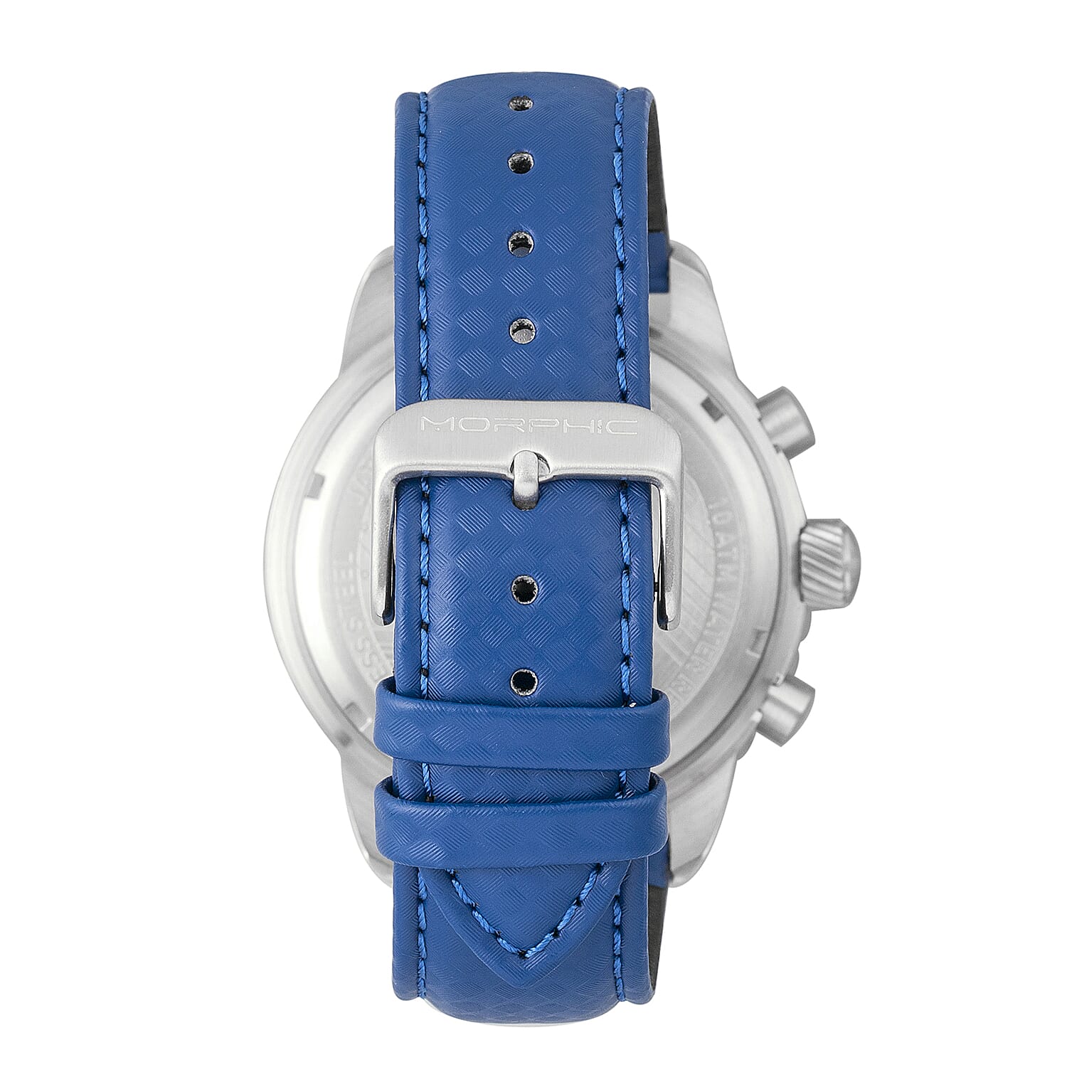 Morphic M51 Series Quartz Movt. 10ATM WR Blue Dial with Silver Case Mens Watch with Blue Leather Strap