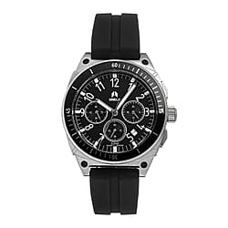 Shield Sonar Quartz Movt. 20ATM Water Resistance Black Dial Mens Watch with Black Strap