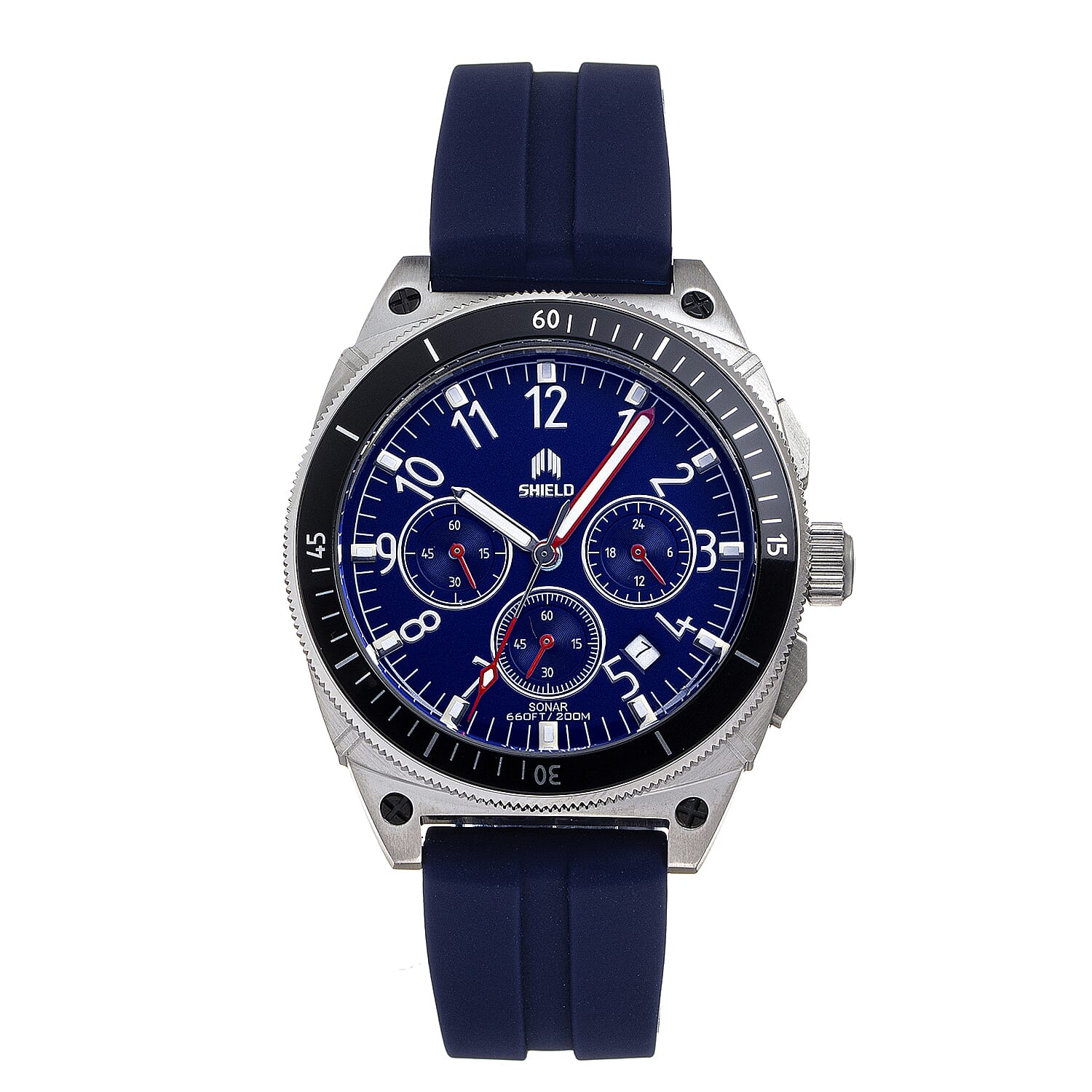 Shield Sonar Quartz Movt. 20ATM Water Resistance Blue Dial Mens Watch with Blue Strap