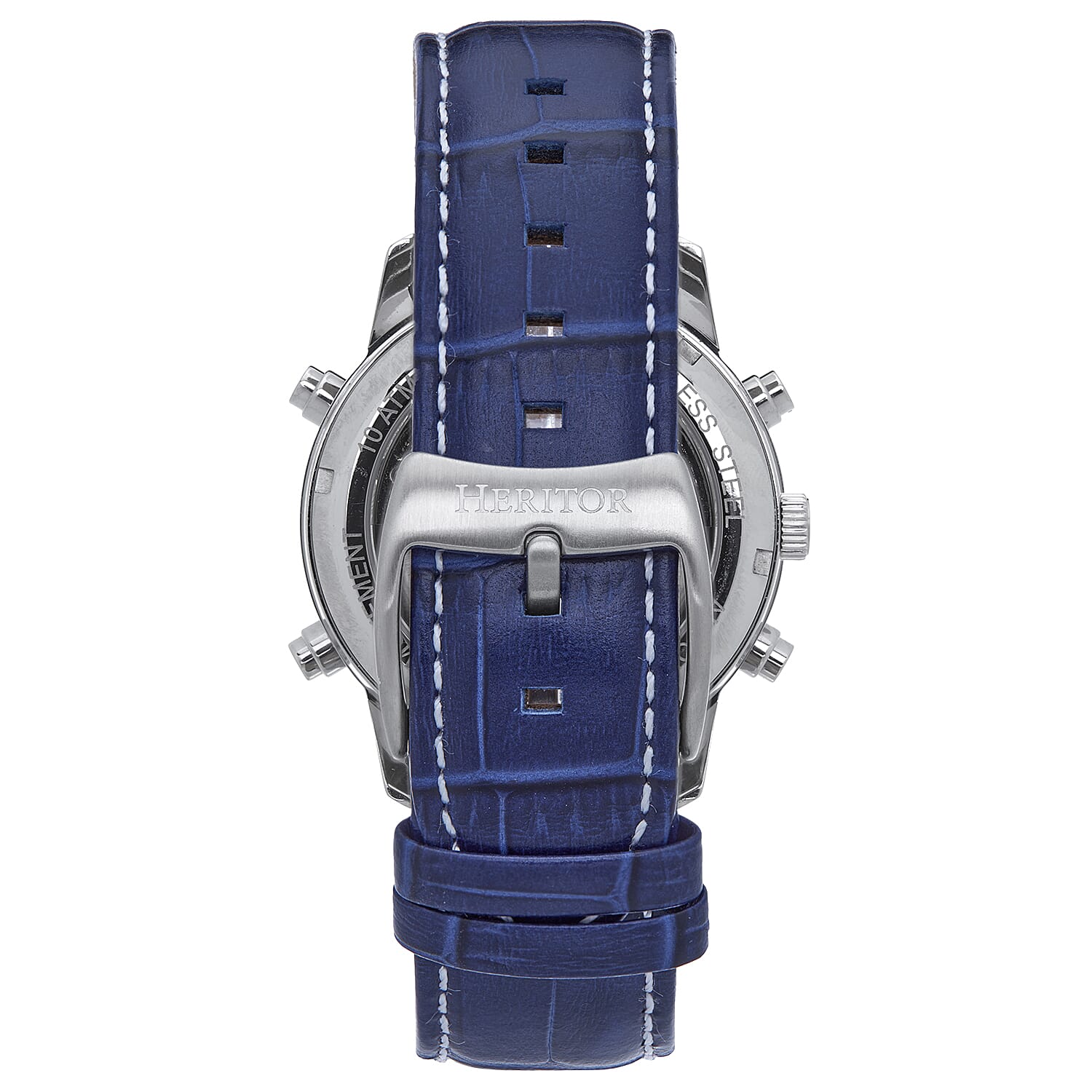 HERITOR Wilhelm Automatic 10ATM WR White Dial Mens Watch with Blue Leather Strap