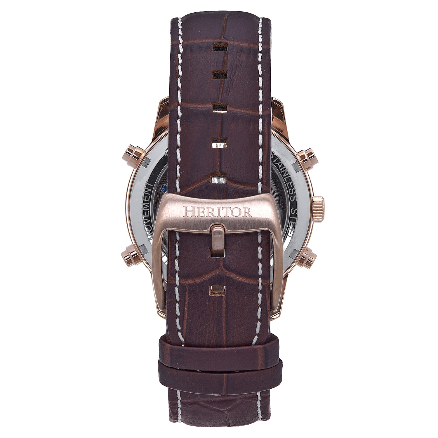 Heritor Automatic Mens Watch in Stainless Steel- Brown Leather Strap