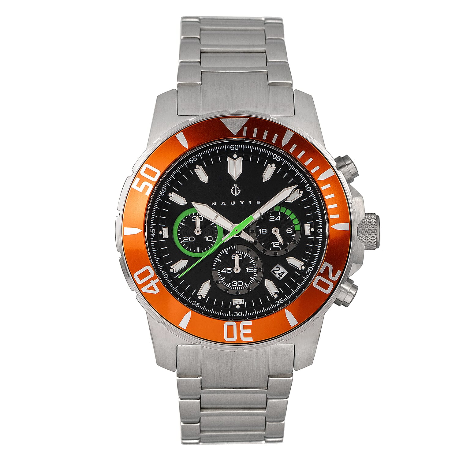Nautis Quartz Mens Watch in Stainless Steel - Orange