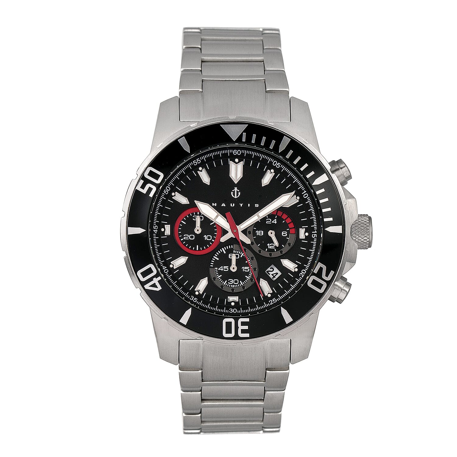 Nautis Quartz Mens Watch in Stainless Steel - Black