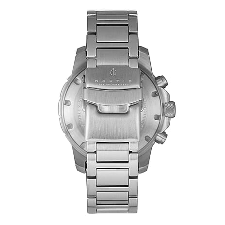 NAUTIS Dive Chrono 500 Quartz 50ATM WR Blue Dial - Silver Case Mens Watch with Silver Stainless Steel Strap
