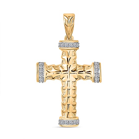 LUXURIANT 0.216 Ct. Lab Grown Diamond Cross Pendant in 18K Yellow Gold Vermeil Sterling Silver