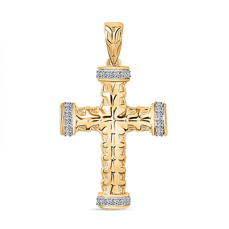 Luxuriant Diamond Lab Grown Diamond (SI-G-H) Cross Pendant in 18K Vermeil Yellow Gold Plated Sterling Silver