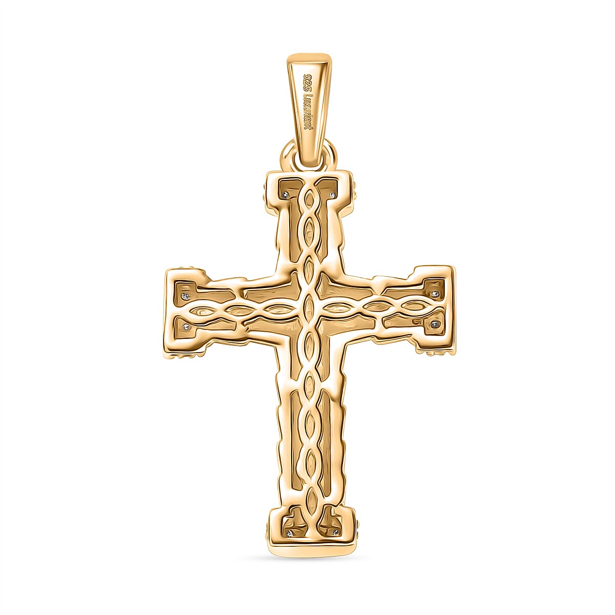 Luxuriant Diamond Lab Grown Diamond (SI-G-H) Cross Pendant in 18K Vermeil Yellow Gold Plated Sterling Silver Luxuriant Diamond Lab Grown Diamond (SI-G-H) Cross Pendant in 18K Vermeil Yellow Gold Plated Sterling Silver