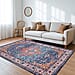 Vintage Printed Chenille Area Rug with Non-Slip Backing (180x120cm) - Multicolor