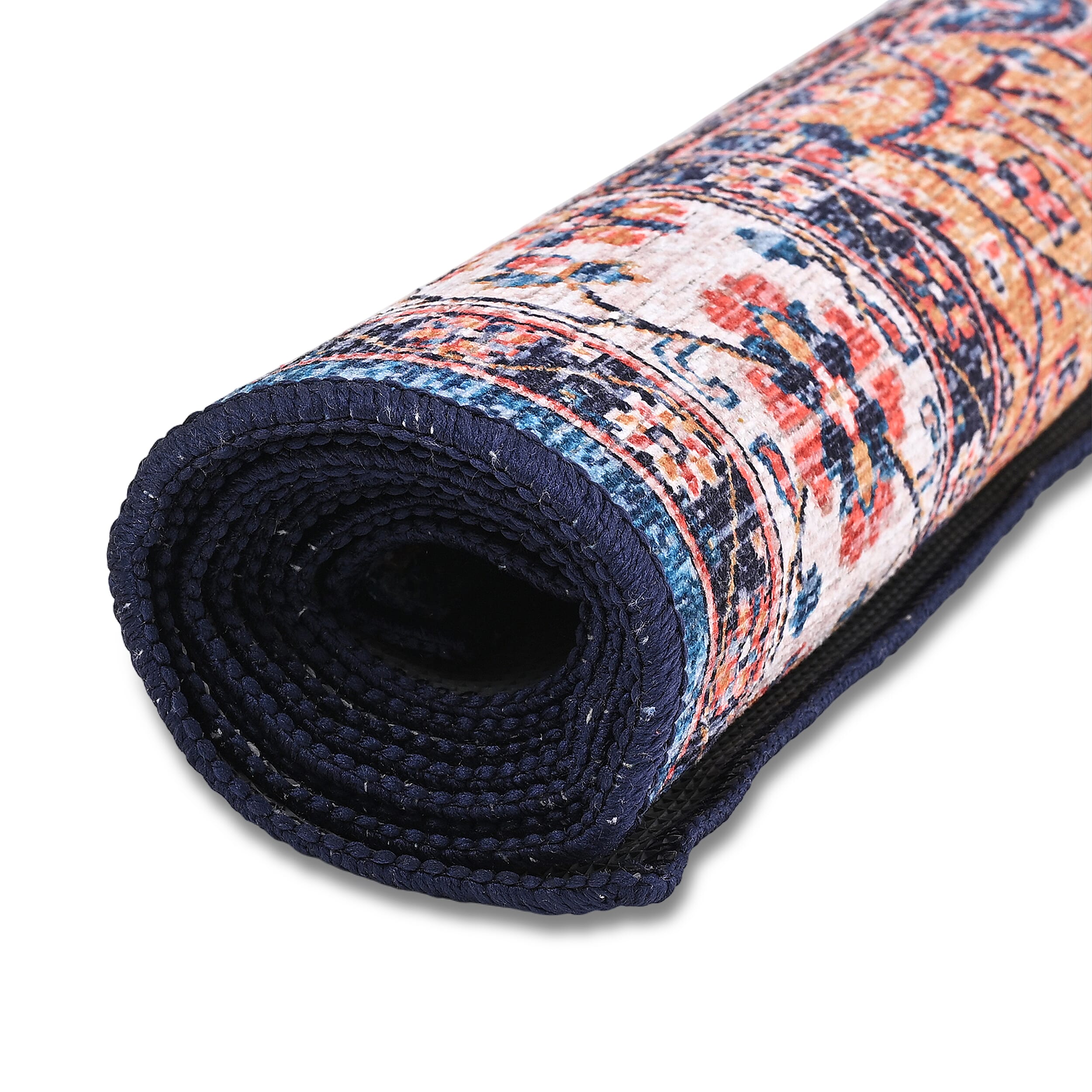 Vintage Printed Chenille Area Rug with Non-Slip Backing (180x120cm) - Multicolor