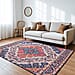 Vintage Printed Chenille Area Rug with Non-Slip Backing (180x120cm) - Multicolor