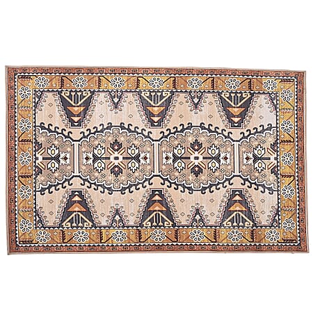 Vintage Printed Chenille Area Rug with Non-Slip Backing (180x120cm) - Multicolor