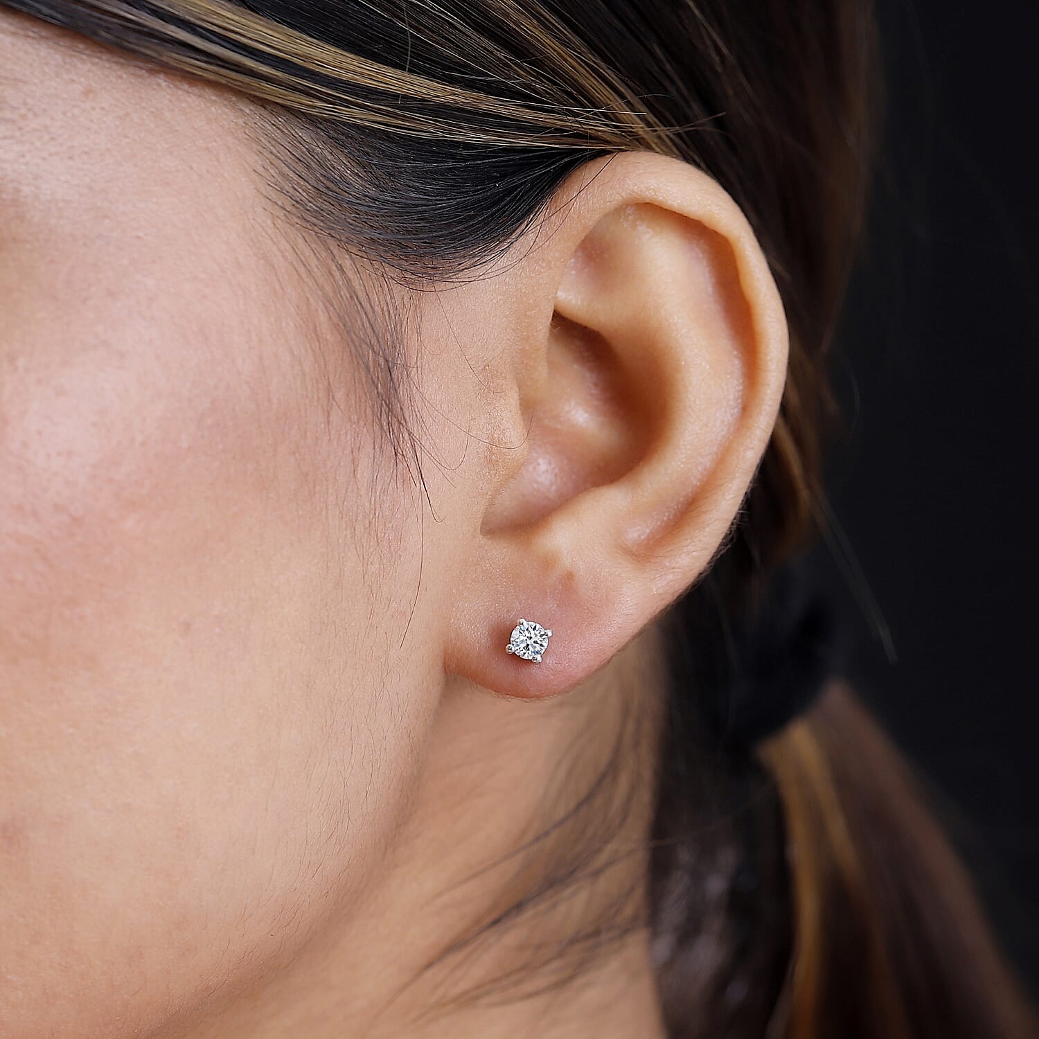 Luxuriant Diamond Lab Grown Diamond Push Back Stud Earrings in Platinum Overlay Sterling Silver 3 Ct.