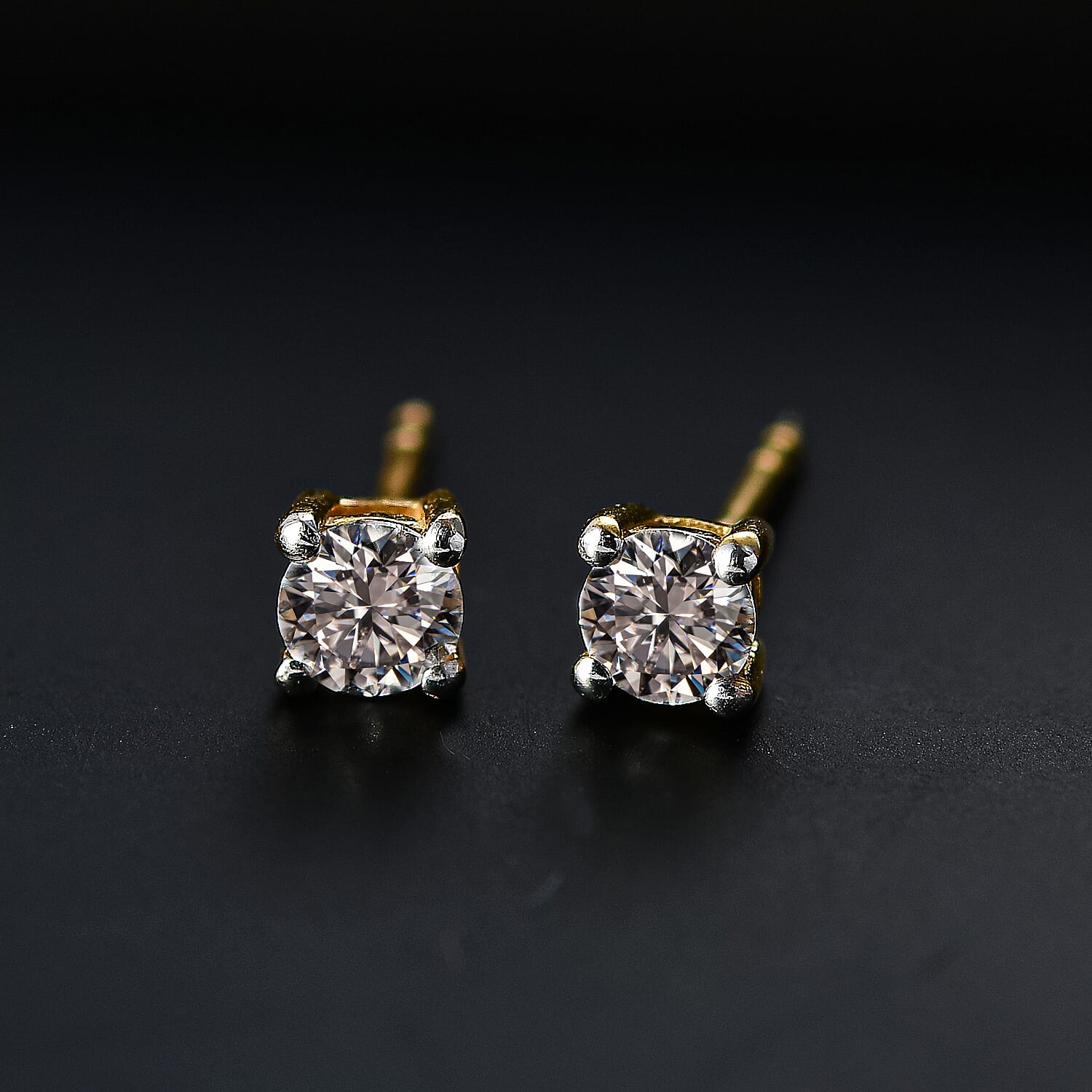 Luxuriant Diamond Lab Grown Diamond Push Back Earrings in Vermeil Yellow Gold Plated Sterling Silver 3 Ct.