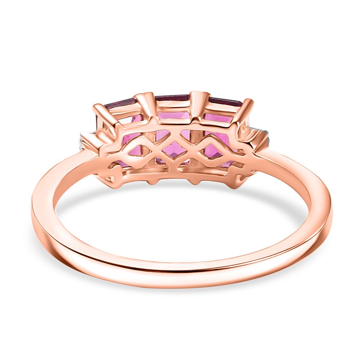 Radiant Ember Garnet & White Diamond Ring in 18K Vermeil Rose Gold Plated Sterling Silver 2.18 Ct. Radiant Ember Garnet & White Diamond Ring in 18K Vermeil Rose Gold Plated Sterling Silver 2.18 Ct.