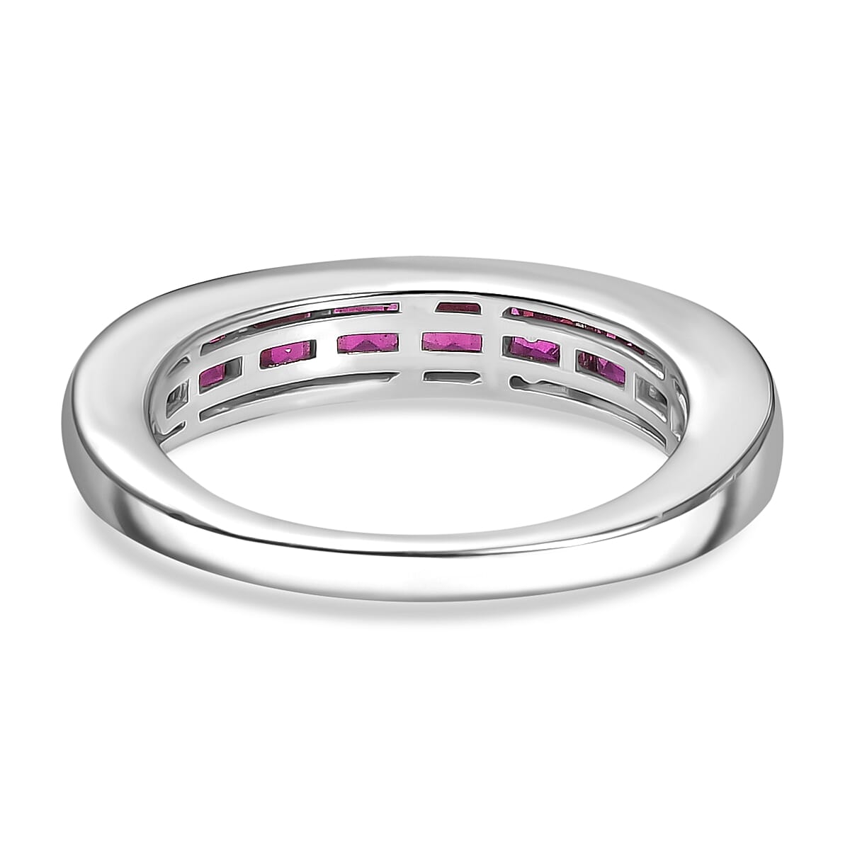 Radiant Ember Garnet Ring in Rhodium Overlay Sterling Silver 1.88 Ct.