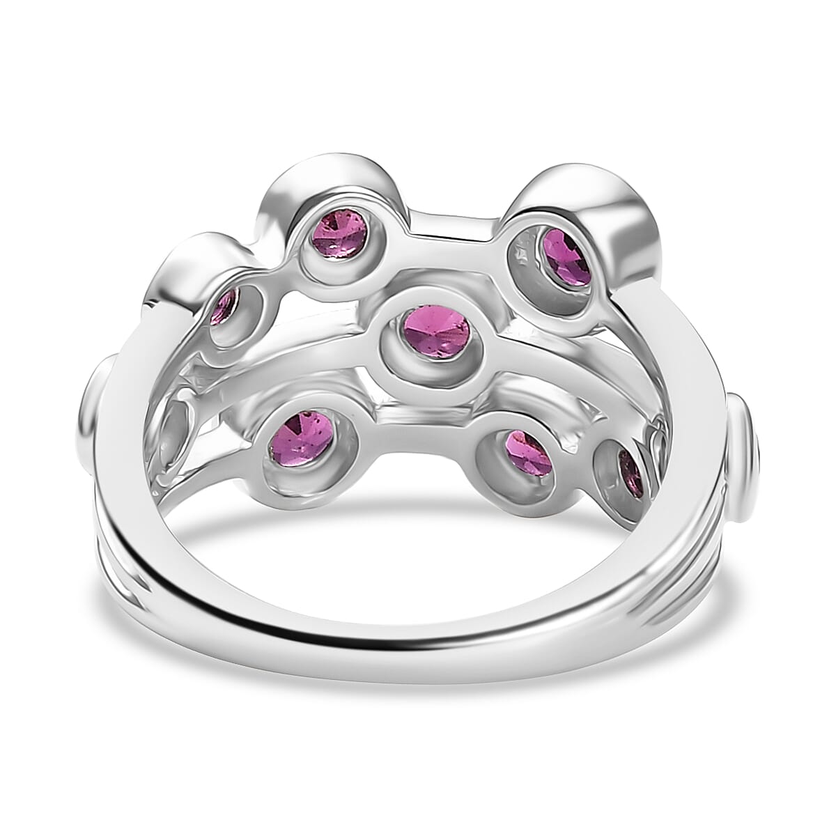 Radiant Ember Garnet Cluster Ring in Rhodium Overlay Sterling Silver 2.18 Ct.