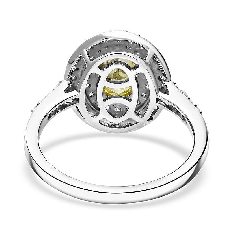 Luxuriant Diamond 950 Platinum Lab Grown Yellow Diamond & White Lab Grown Diamond Ring 1.49 Ct, Platinum Wt. 5.13 Gms