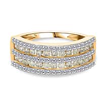 SGL Certified Natural Yellow Diamond and White Diamond Ring in 9K Yellow and White Gold 1.01 Ct.