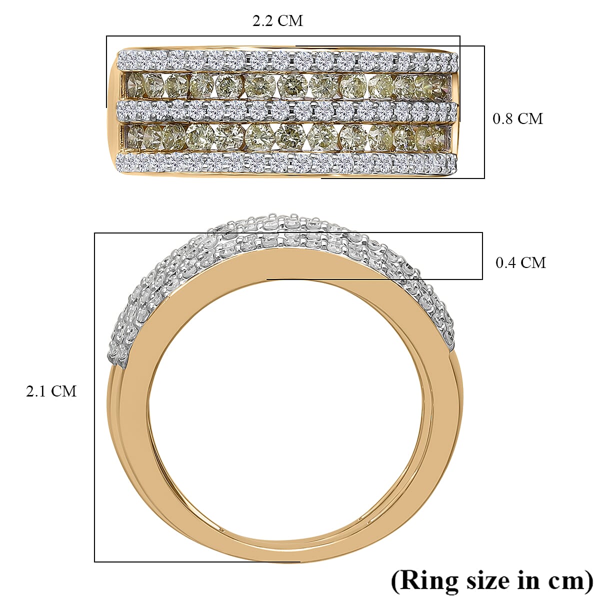 9K Yellow Gold SGL Certified Natural Yellow Diamond & White Diamond (G-H I3) Ring 1.01 Ct. 9K Yellow Gold SGL Certified Natural Yellow Diamond & White Diamond (G-H I3) Ring 1.01 Ct.