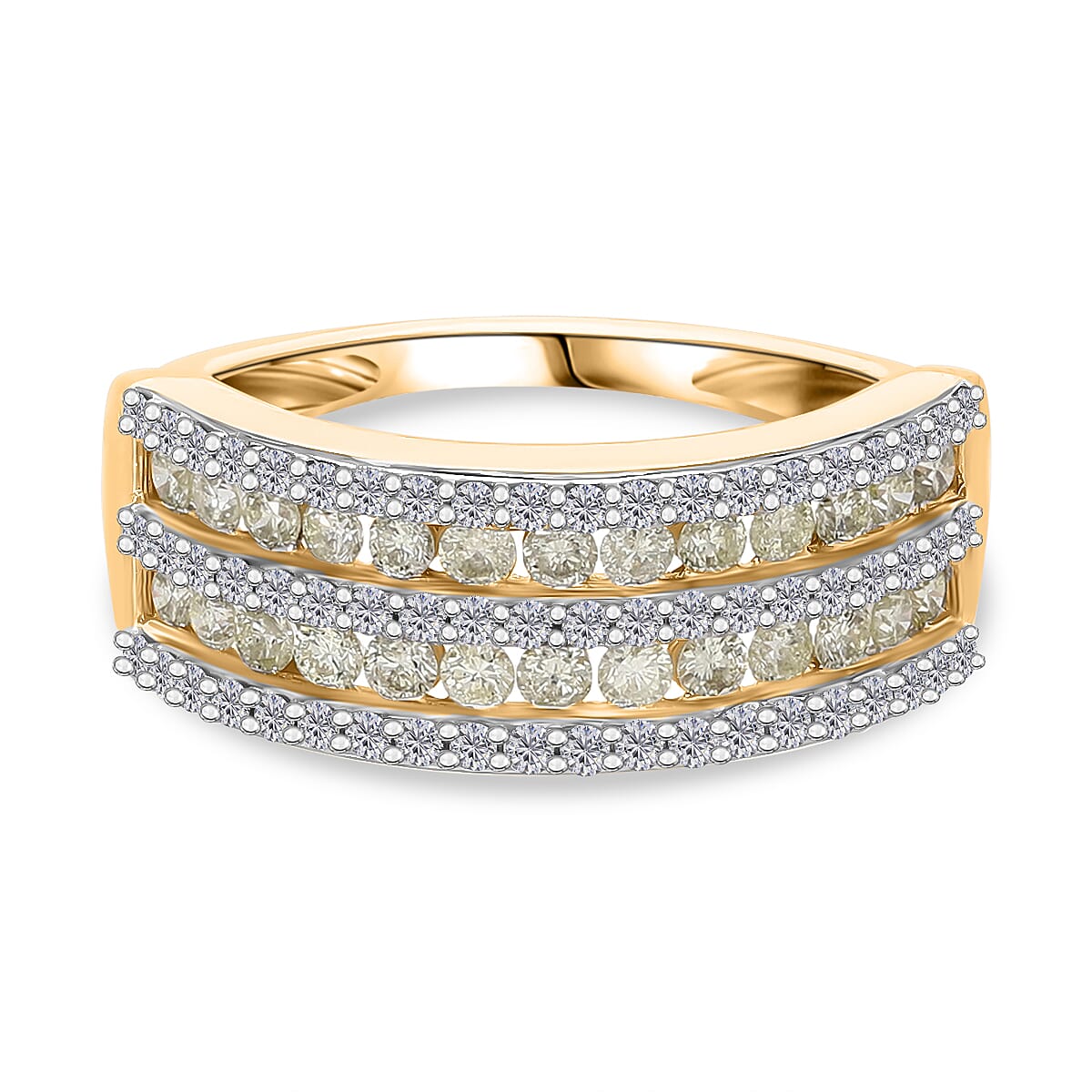 9K Yellow Gold SGL Certified Natural Yellow Diamond & White Diamond (G-H I3) Ring 1.01 Ct. 9K Yellow Gold SGL Certified Natural Yellow Diamond & White Diamond (G-H I3) Ring 1.01 Ct.