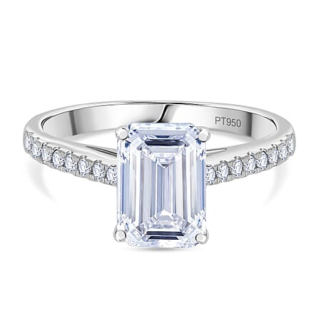 Luxuriant Diamond 950 Platinum IGI Certified (VS2-G) Lab Grown Diamond Ring in Emerald Cut 3.00 Ct.