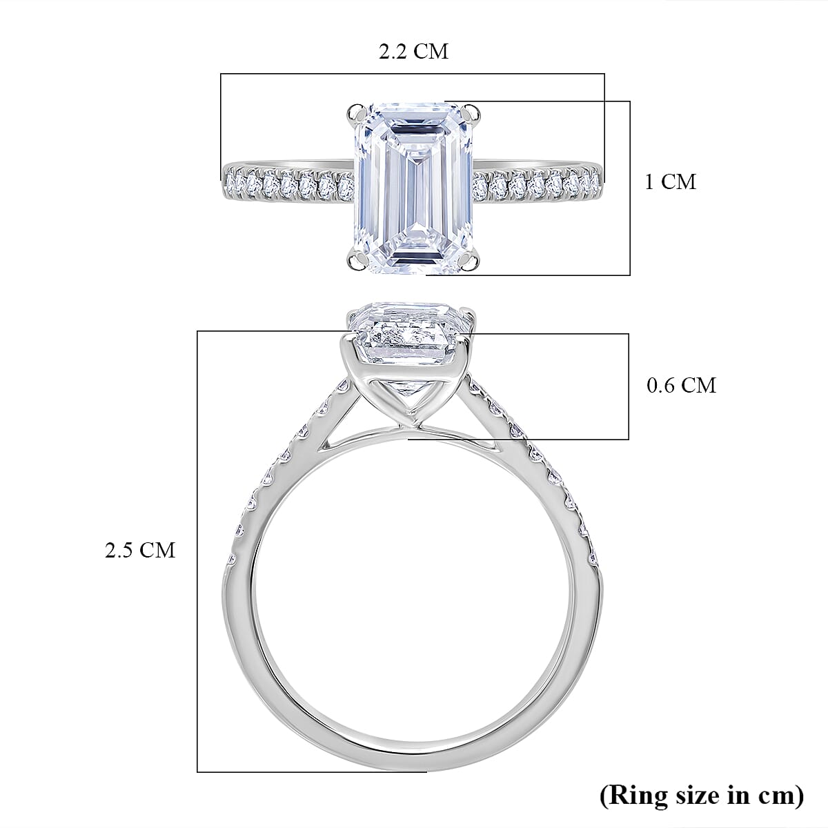 Luxuriant Diamond 950 Platinum IGI Certified (VS2-G) Lab Grown Emerald Cut Diamond Ring 3.00 Ct.