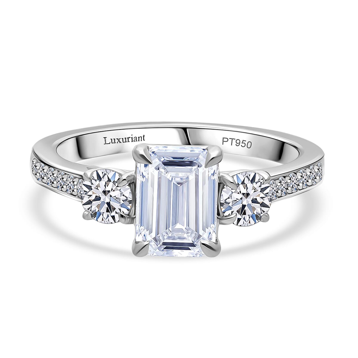 Super Find - Luxuriant Diamond 950 Platinum IGI Certified Emerald Cut Lab Grown Diamond Ring 2.00 Ct.