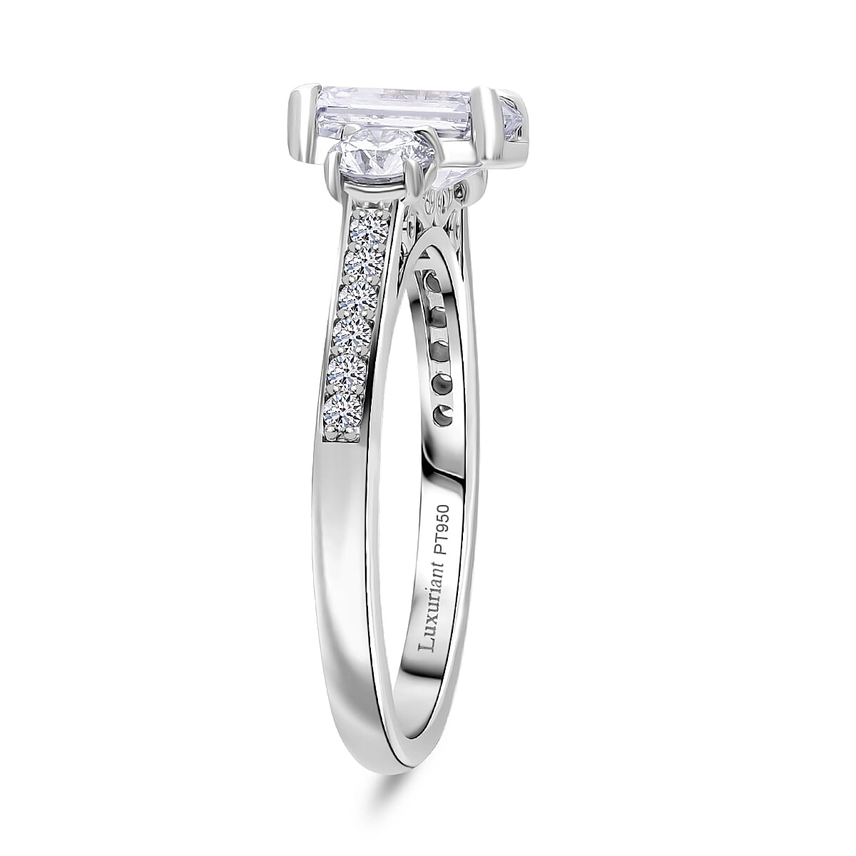 Super Find - Luxuriant Diamond 950 Platinum IGI Certified Emerald Cut Lab Grown Diamond Ring 2.00 Ct.
