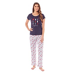 Ladies PJ Set of Slogan T-shirt and Trousers