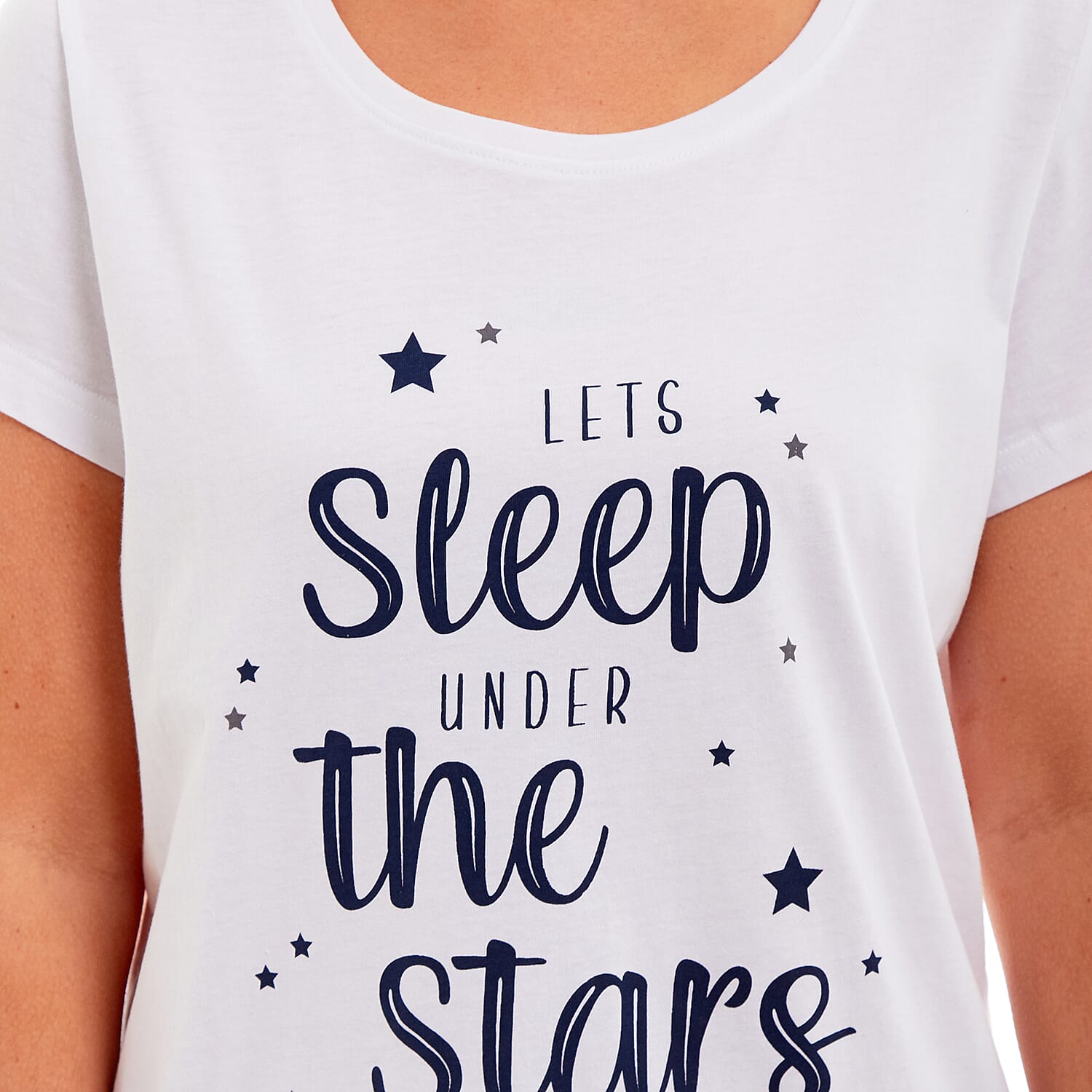 Ladies PJ Set of Slogan T-shirt and Trousers