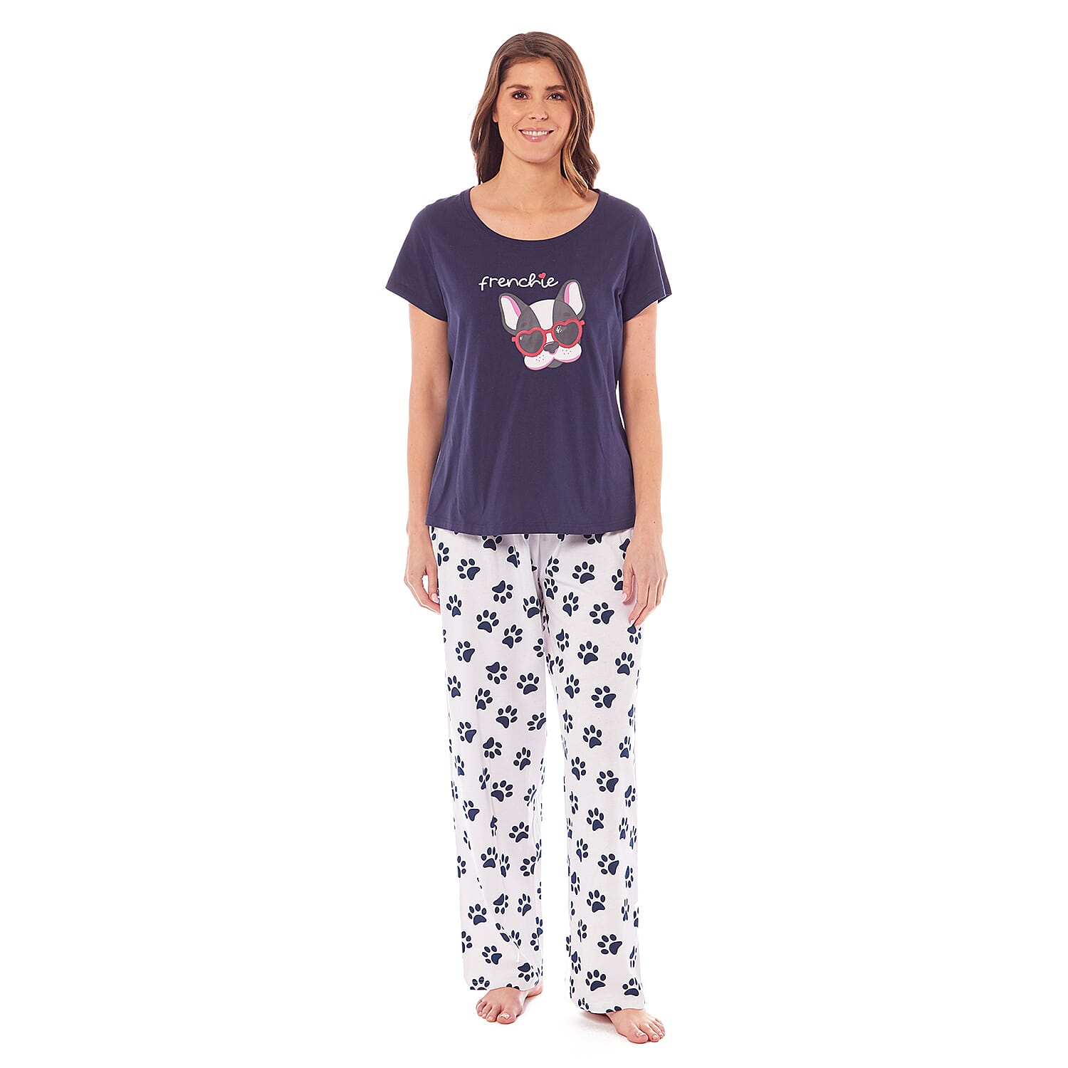 Ladies PJ Set of Slogan T-shirt and Trousers