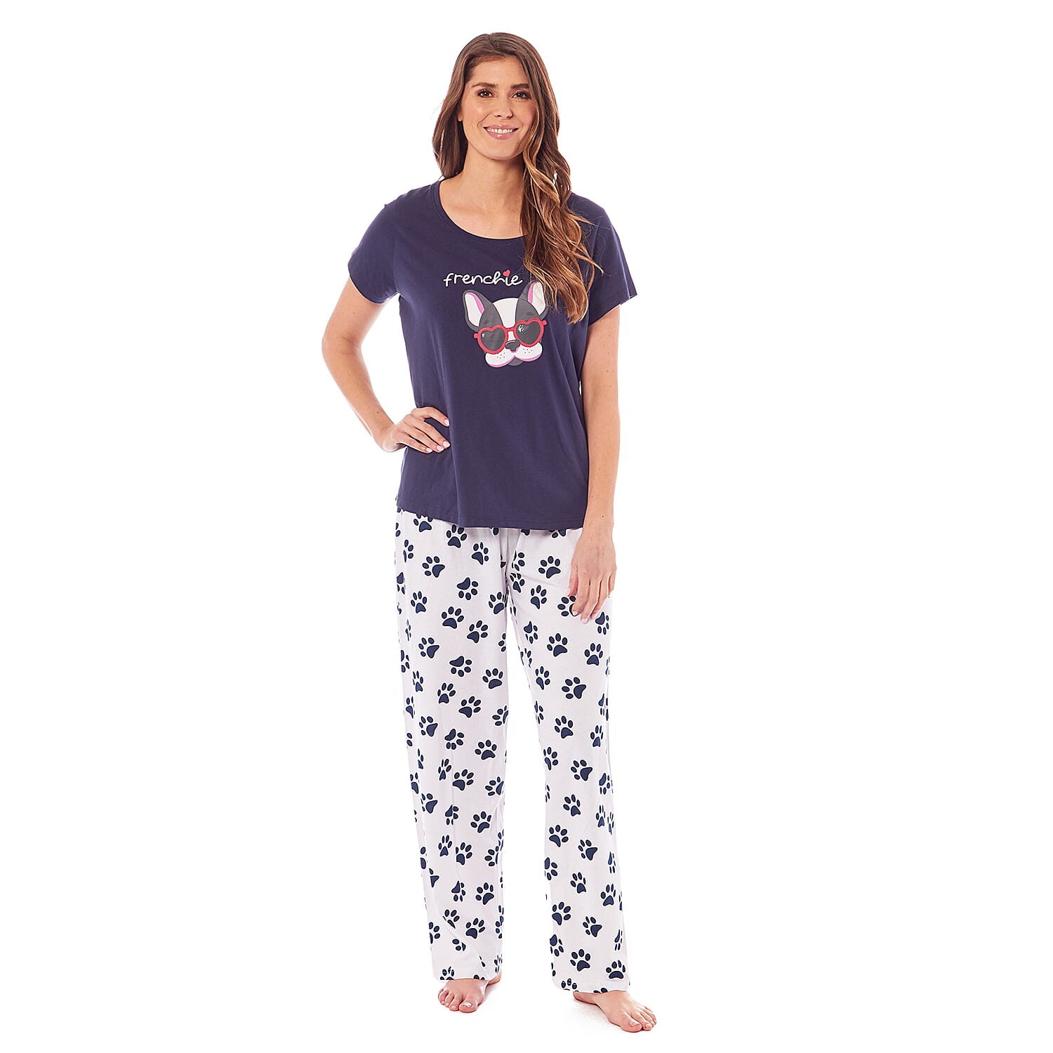 Ladies PJ Set of Slogan T-shirt and Trousers