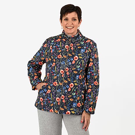 Mudflower Floral Printed Quilted Jacket (Size - 10-12) - Multi Colour