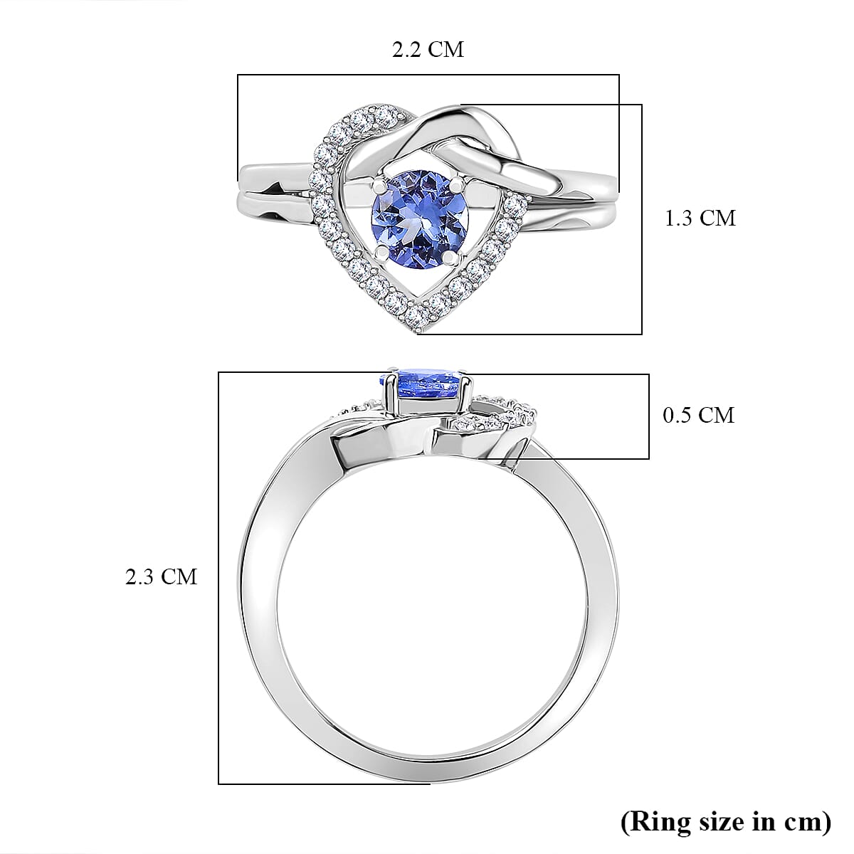 Tanzanite & Moissanite Ring in Rhodium Overlay Sterling Silver 0.69 Ct. Tanzanite & Moissanite Ring in Rhodium Overlay Sterling Silver 0.69 Ct.