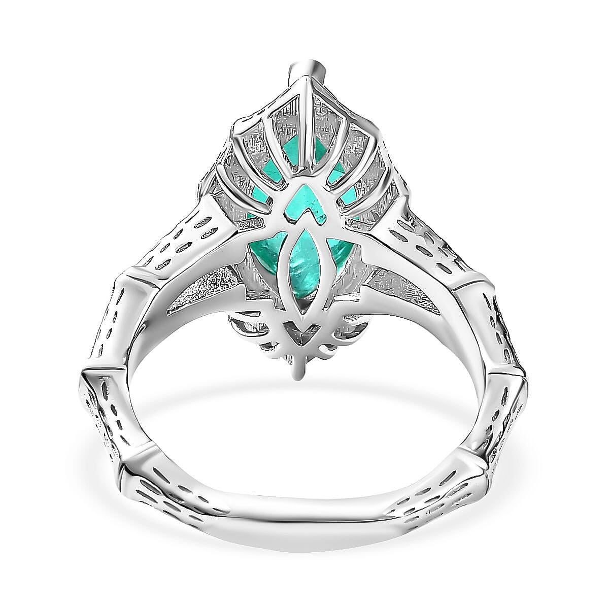Emeraldine Triplet Quartz Solitaire Ring in Rhodium Overlay Sterling Silver 2.70 Ct. Emeraldine Triplet Quartz Solitaire Ring in Rhodium Overlay Sterling Silver 2.70 Ct.