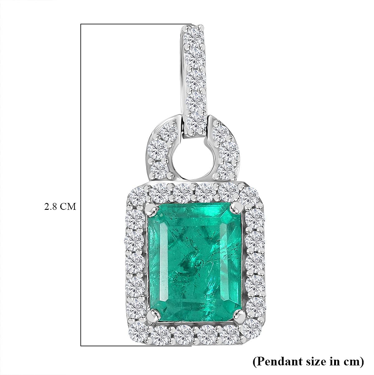 Emeraldine Triplet Quartz & White Zircon Pendant in Rhodium Overlay Sterling Silver 4.99 Ct. Emeraldine Triplet Quartz & White Zircon Pendant in Rhodium Overlay Sterling Silver 4.99 Ct.