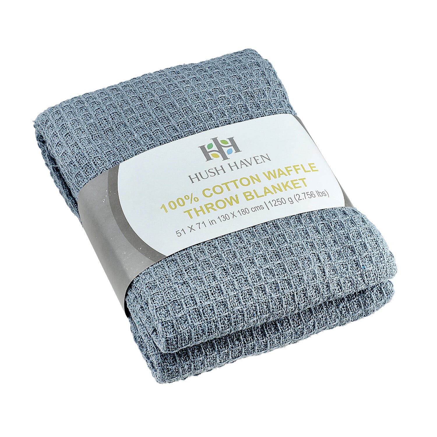 100% Cotton Waffle Throw Blanket with Fringes (180x130 cm) - Grey