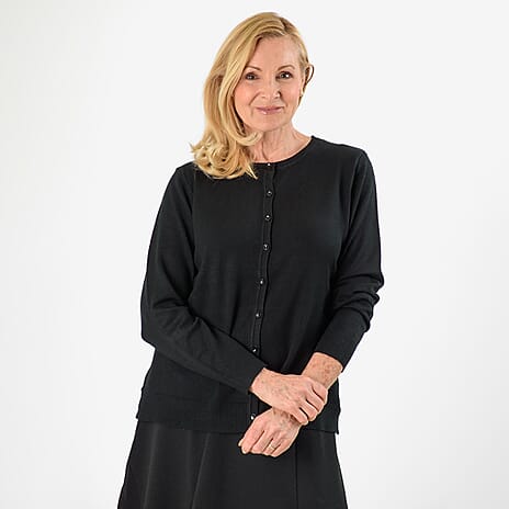 Pure And Natural Crew Neck Cardigans (Size 16) - Black