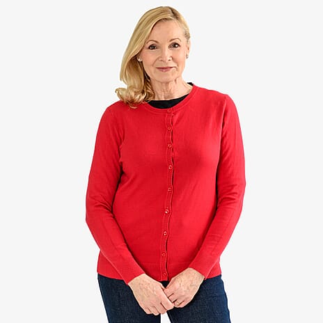 Pure And Natural Crew Neck Cardigans (Size 18) - Red